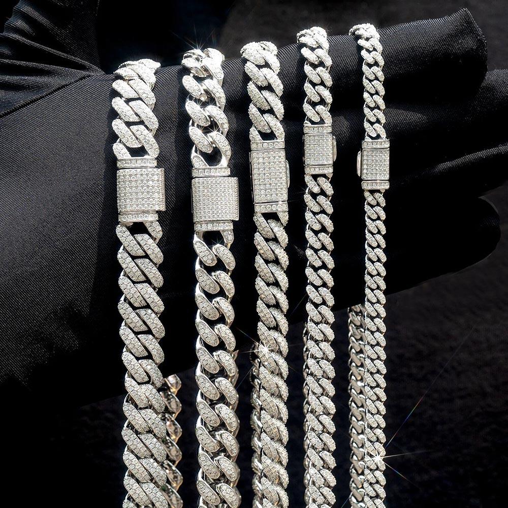 6mm Moissanite Cuban Link Chain Bracelet S925 Silver - Markus Dayan