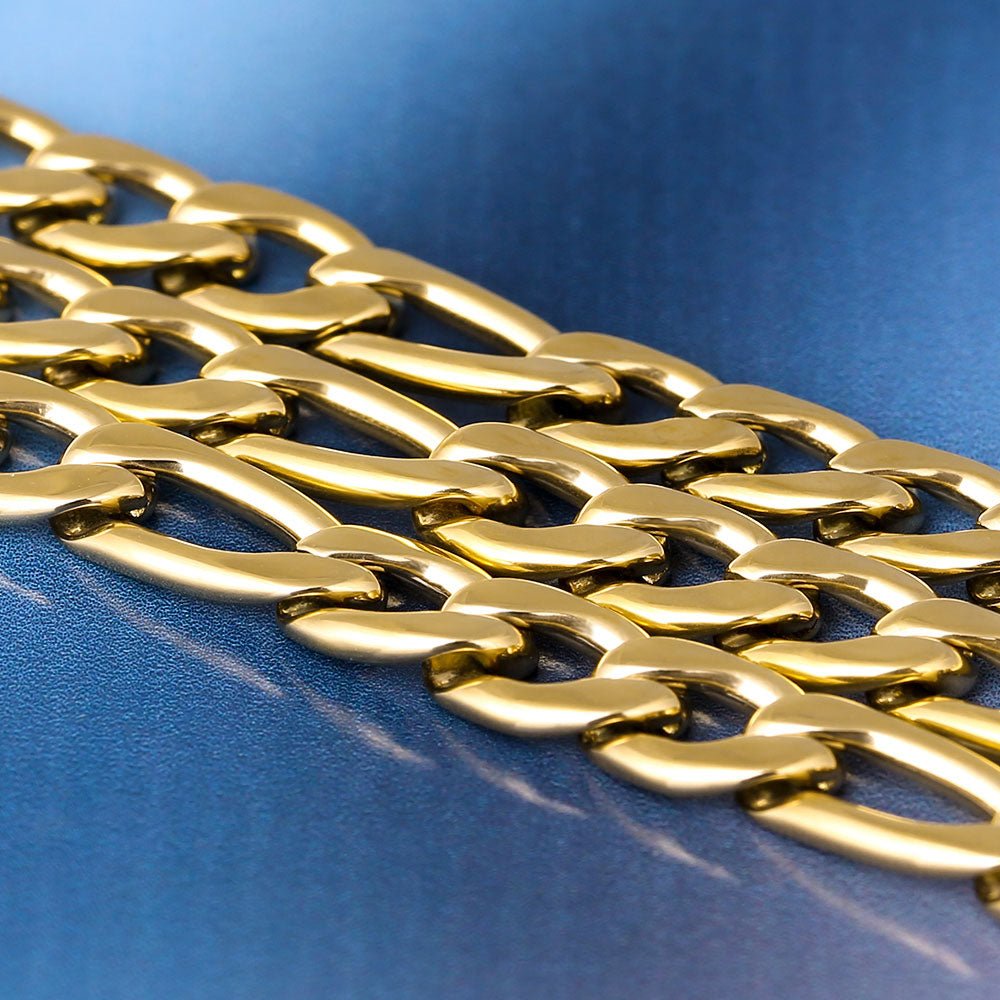 7mm Stainless Steel Figaro Chain 18K Gold - Markus Dayan