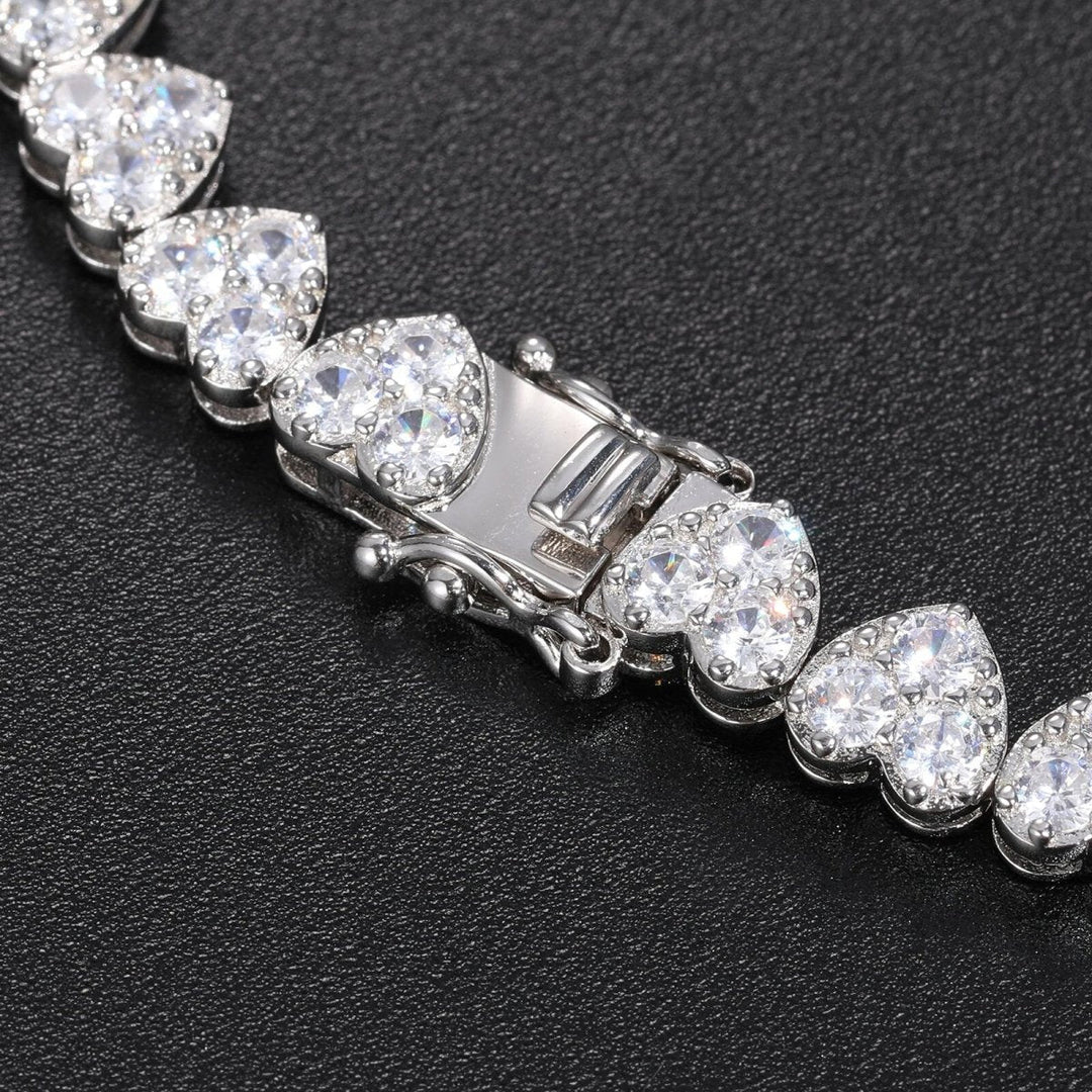 7mm/S925 Moissanite Heart Diamond Iced Tennis Necklace - Made to Order - Markus Dayan