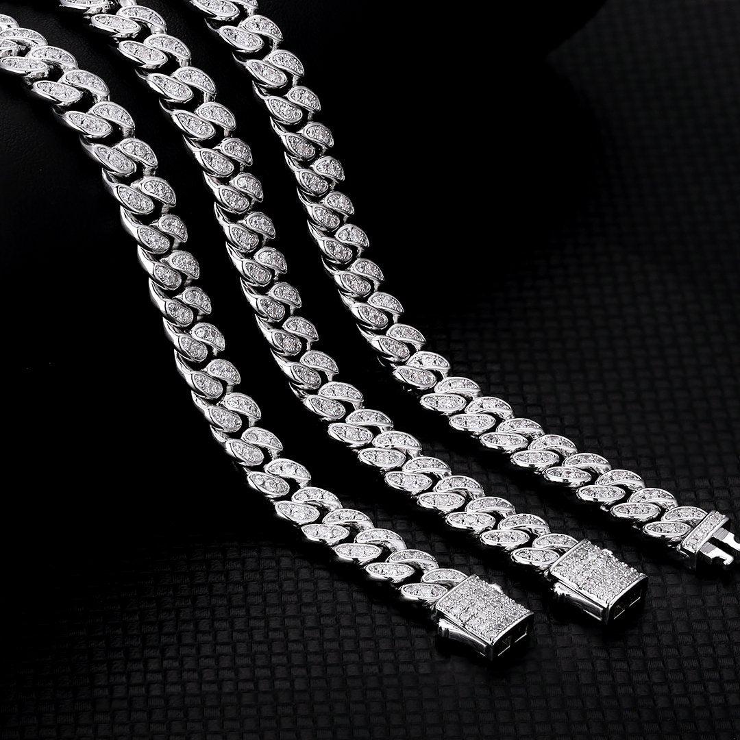 8mm 925 Sterling Silver Iced Cuban Chain - Markus Dayan