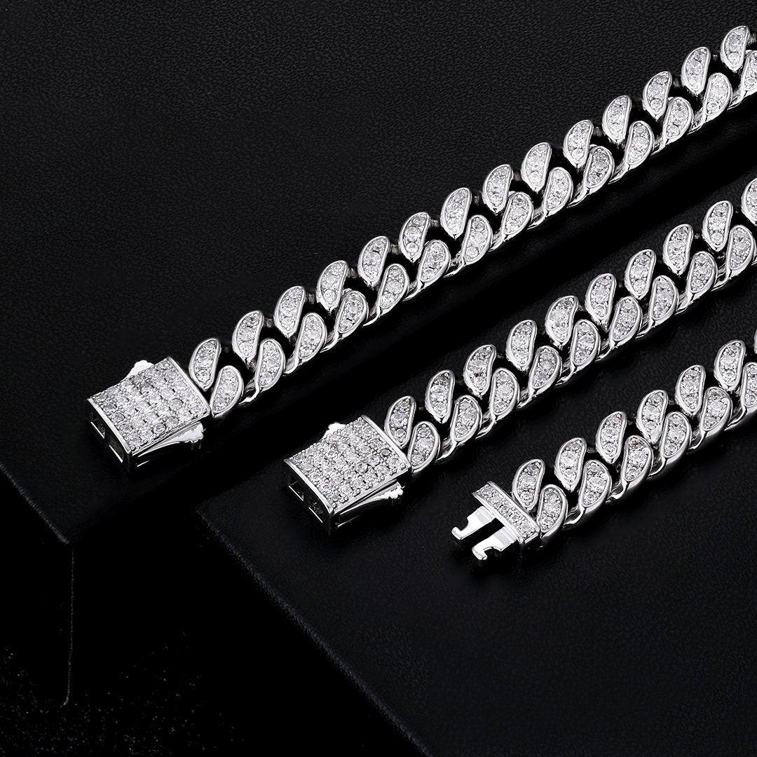 8mm 925 Sterling Silver Iced Cuban Chain - Markus Dayan