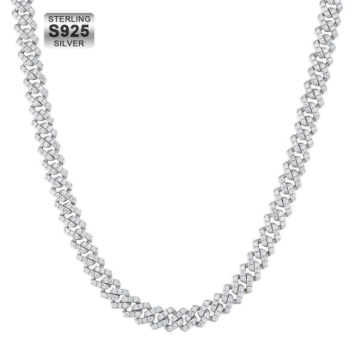 8mm 925 Sterling Silver Iced Prong Chain in White Gold - Markus Dayan