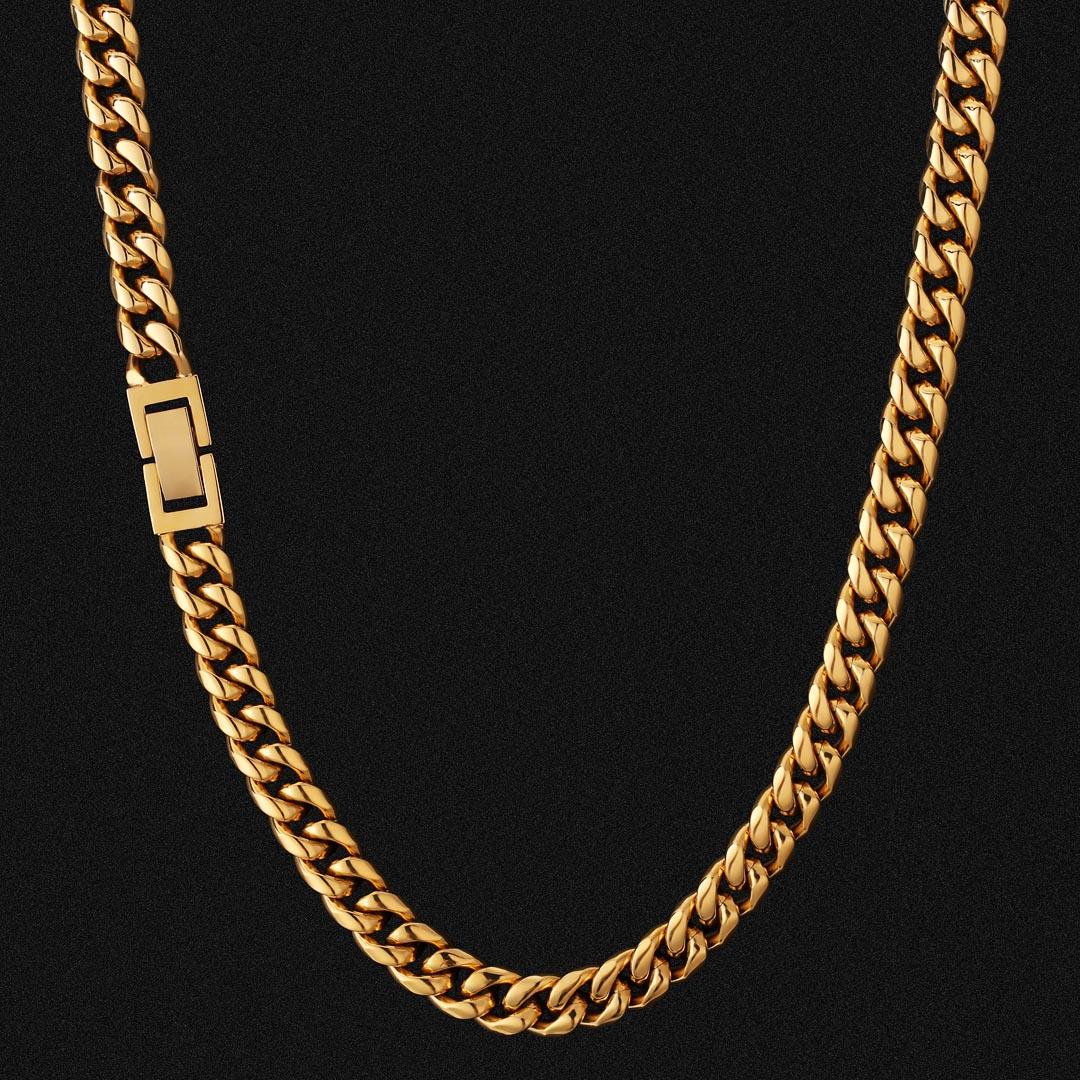 8mm Miami Cuban Link Chain Box Clasp 18k Gold – Markus Dayan