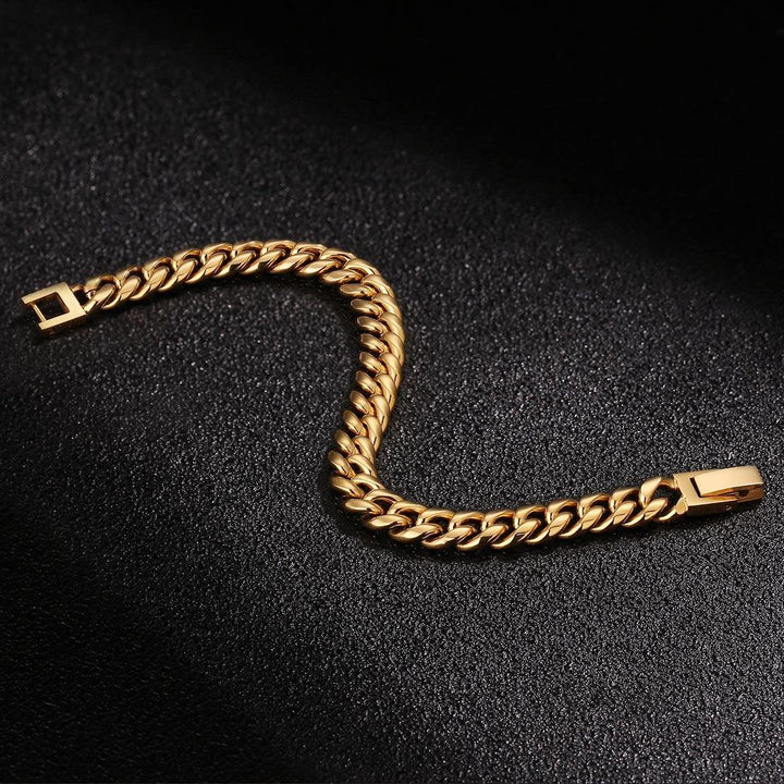 8mm Miami Cuban Link Chain&Bracelet Set Box Clasp 18K Gold - Markus Dayan