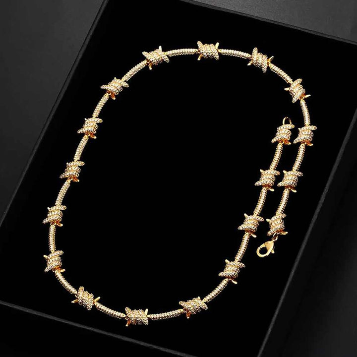 8mm Zircon Wire Chain Necklace Unisex 18K Gold - Markus Dayan