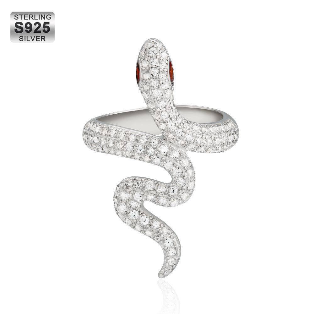 925 Sterling Silver Diamond Twisted Snake Ring Women - Markus Dayan