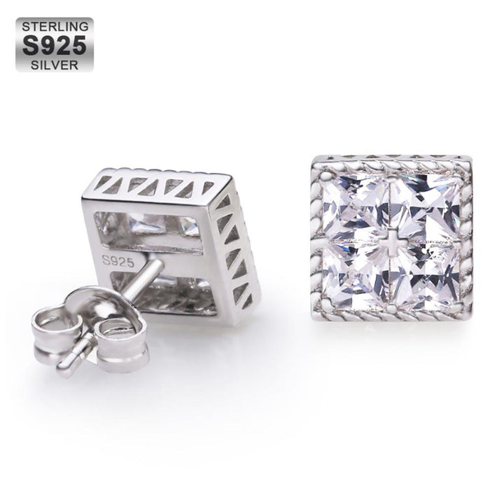 925 Sterling Silver Square Stud Earrings Cubic - Markus Dayan