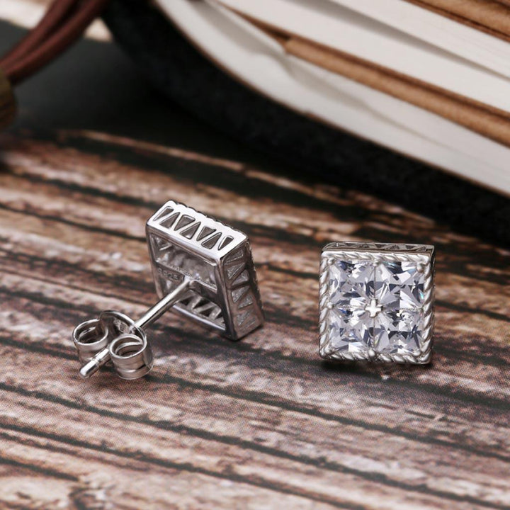 925 Sterling Silver Square Stud Earrings Cubic - Markus Dayan