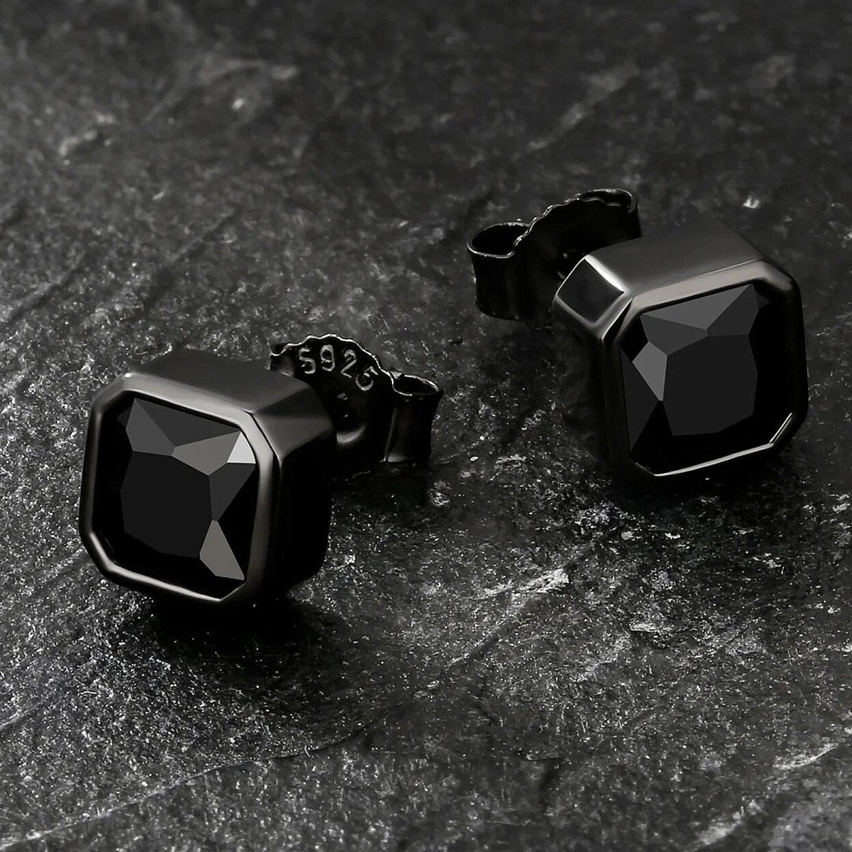 All Black Octagon Iced Stud Earrings Markus Dayan