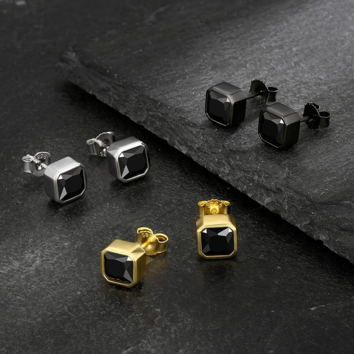 All Black Octagon Iced Stud Earrings - Markus Dayan