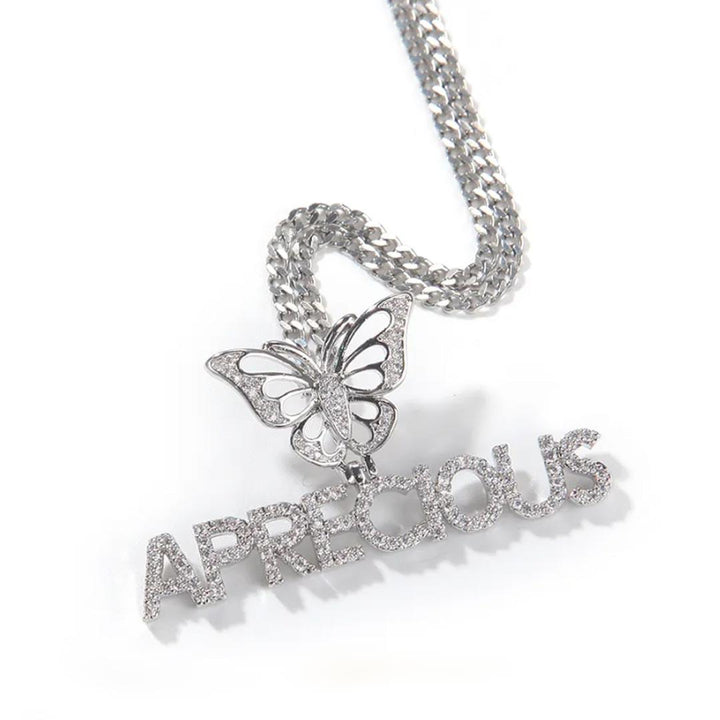Butterfly Hook Iced Custom Capital Letters Name Necklace - Markus Dayan