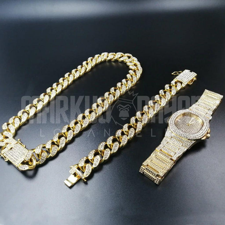 Combo Iced Cuban Bundle Chain&Bracelet&Watch - Markus Dayan