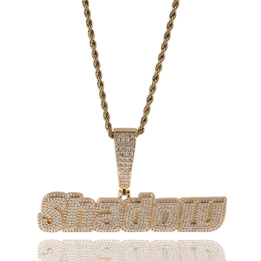 Custom Italic Letter Name with Clustered Baguette Chain Necklace - Markus Dayan