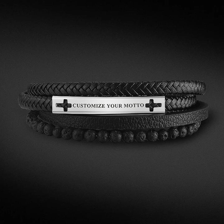 Custom Leather Volcanic Rock Beaded bracelet - Markus Dayan