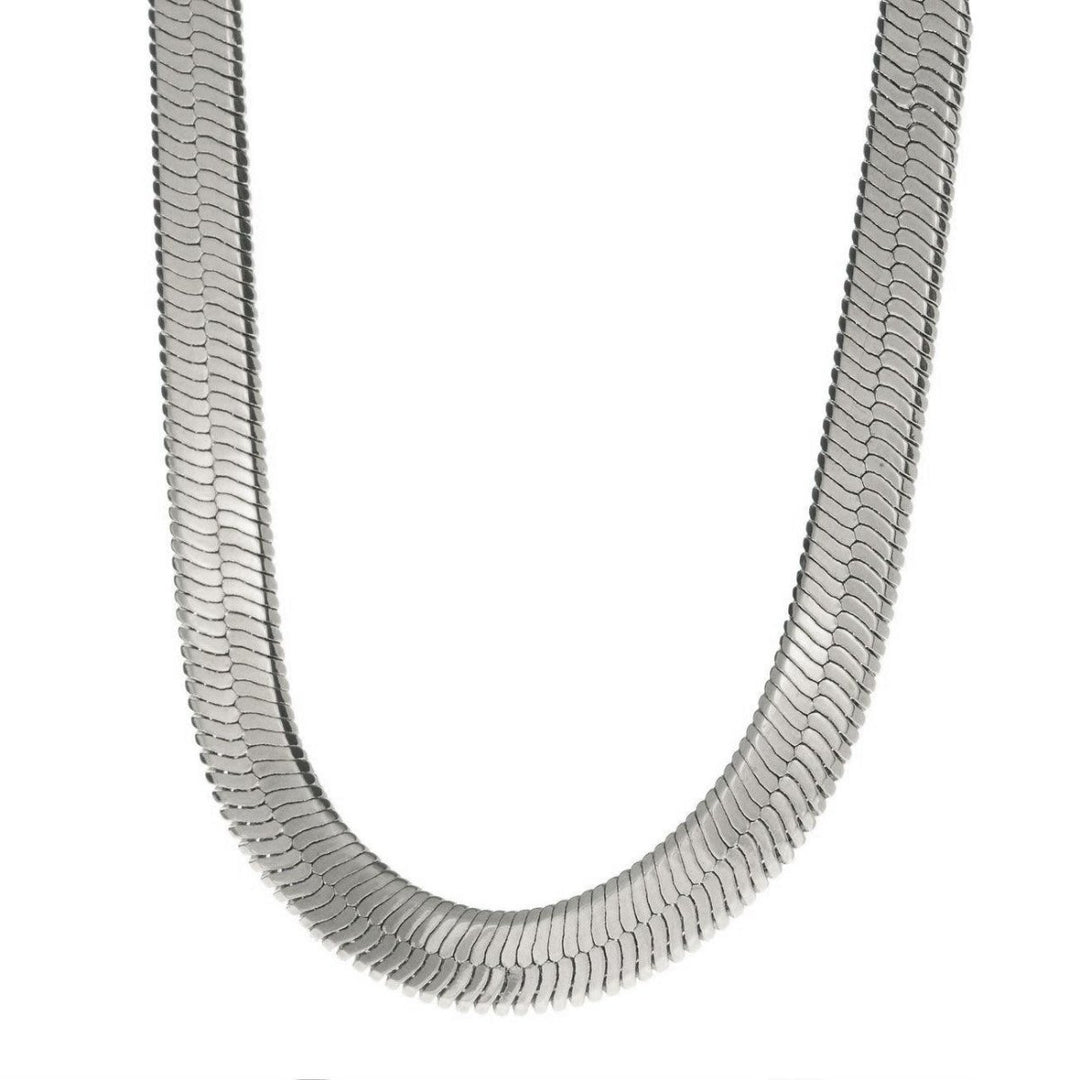 Herringbone Snake Chain Necklace in White Gold - Markus Dayan
