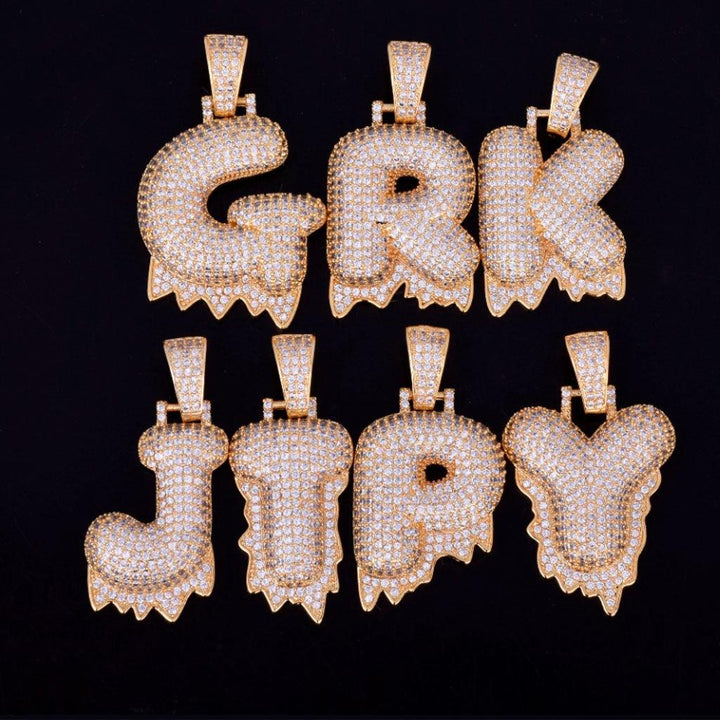 Ice Drip Custom Bubble Letter Pendant 14K Gold Plated - Markus Dayan