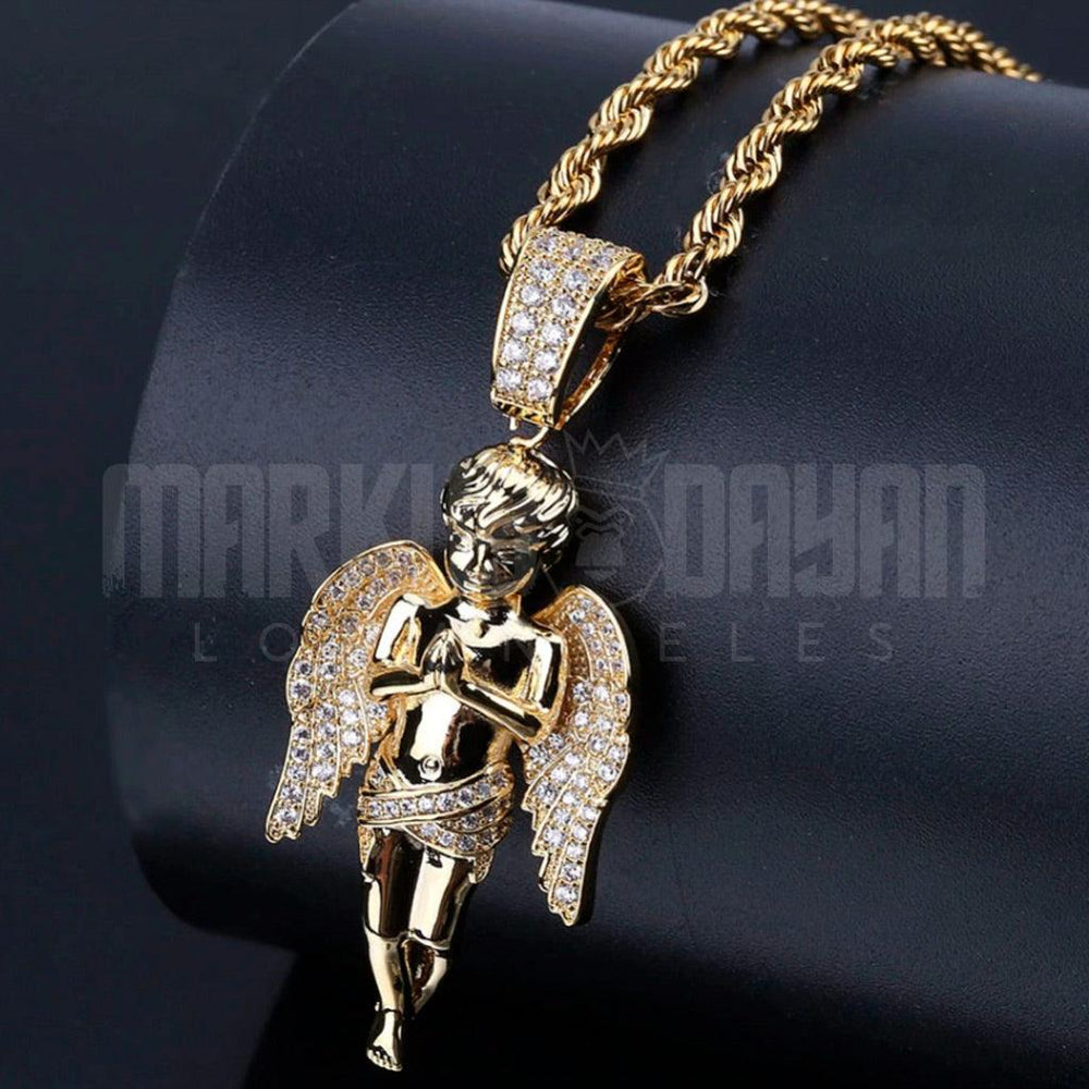 Iced Angel Necklace Pendant 14K Gold - Markus Dayan