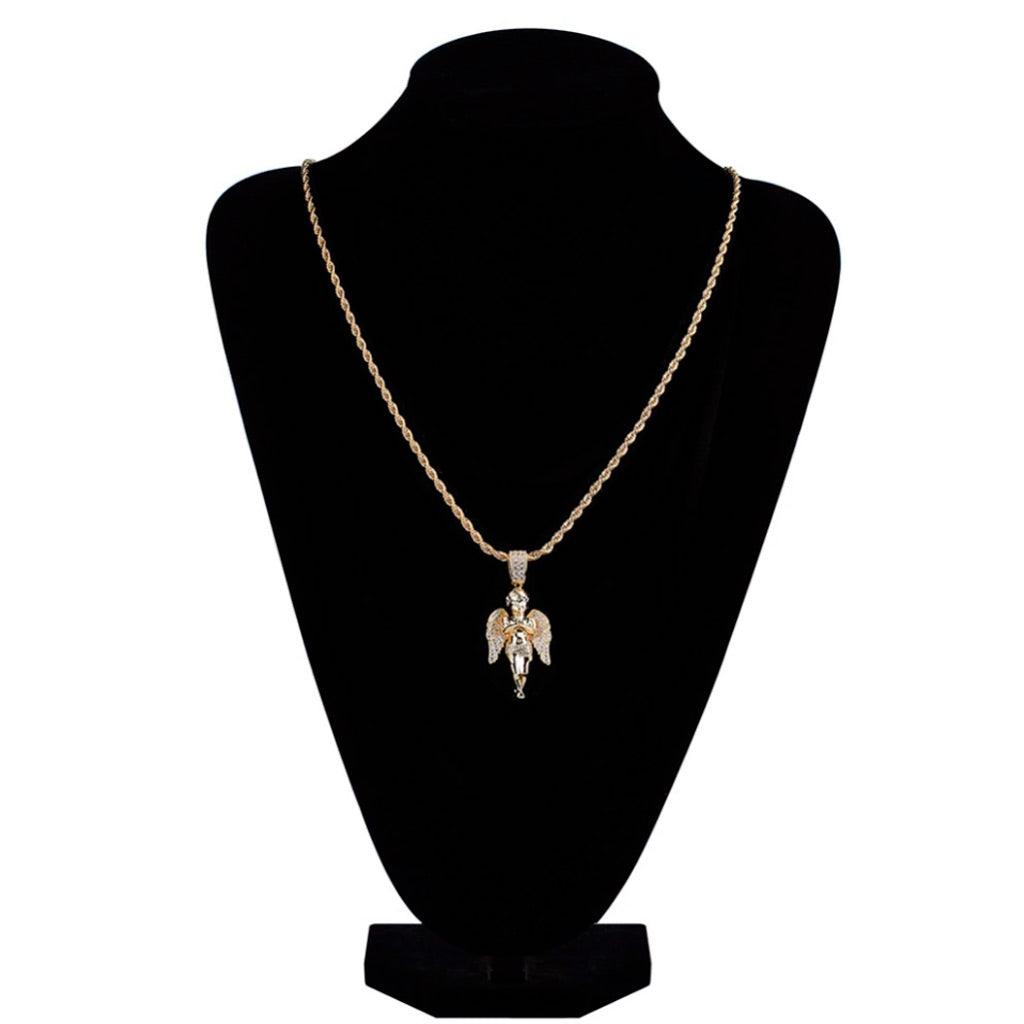 Iced Angel Necklace Pendant 14K Gold - Markus Dayan