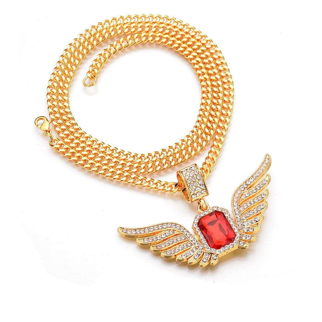 Iced Angle Wing Gem Pendant 14K Gold Plated - Markus Dayan