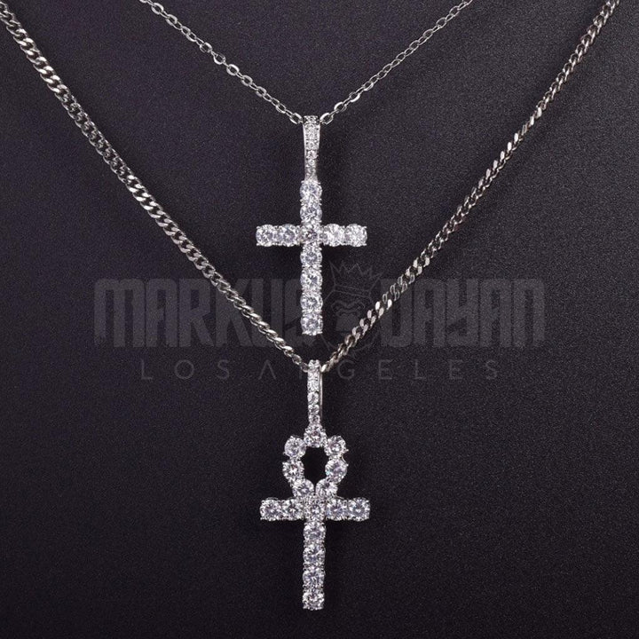 Iced Ankh&Cross Set Pendant 14k Gold - Markus Dayan