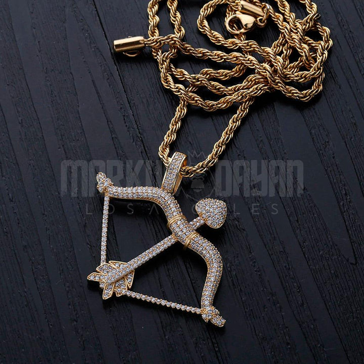 Iced Bow and Arrow Pendant 14k Gold Plated - Markus Dayan