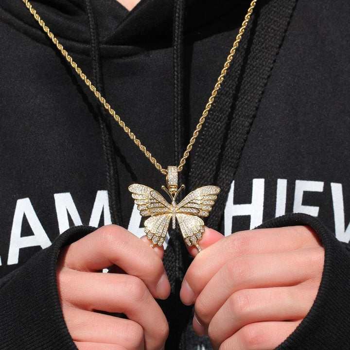 Iced Butterfly Pendant Charm 14K Gold - Markus Dayan