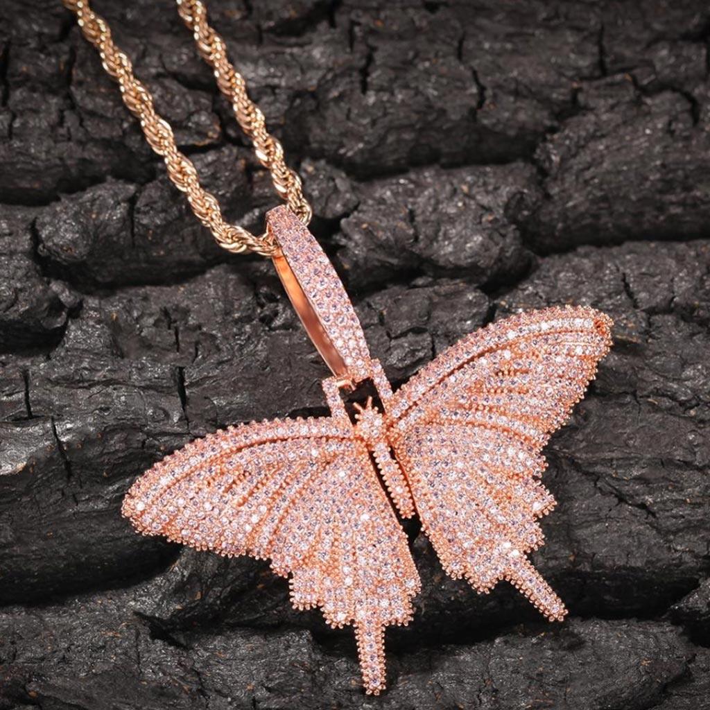 Iced Butterfly Small Pendant 14K Gold - Markus Dayan