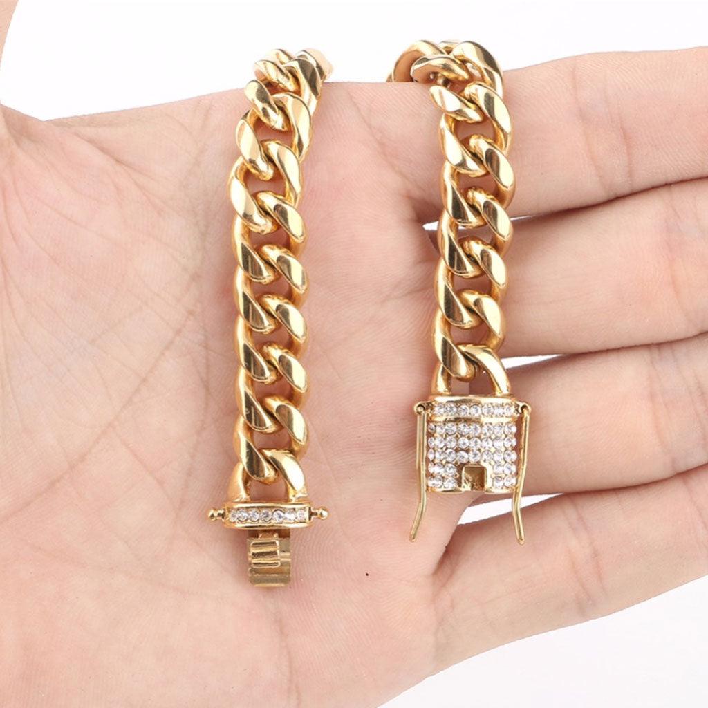 Iced Clasp Cuban Chain Necklace 18K Gold - Markus Dayan