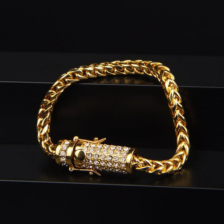 Iced Clasp Franco Bracelet 18K Gold - Markus Dayan