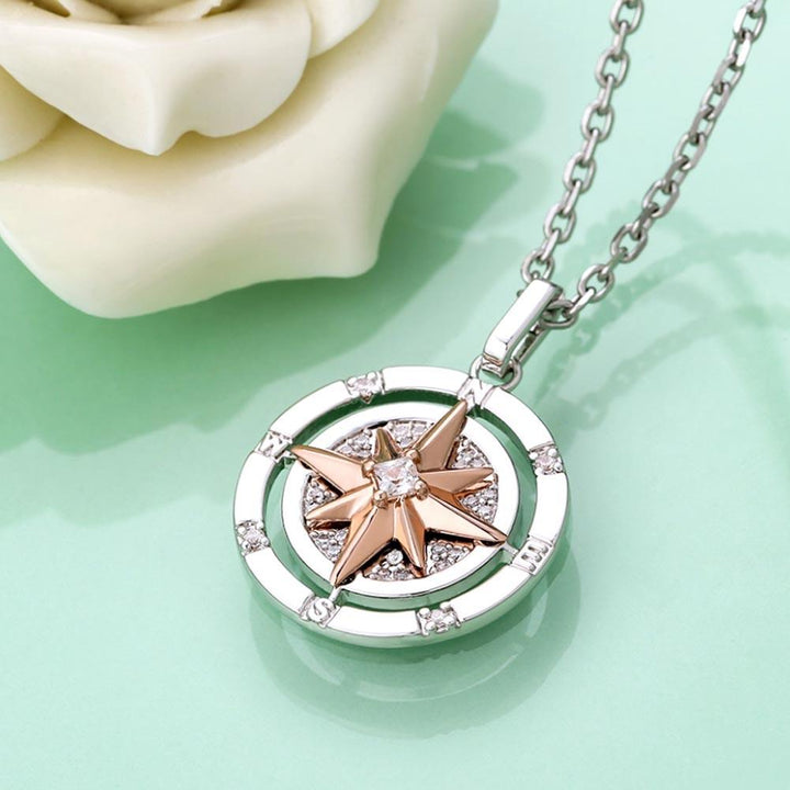 Iced Compass Pendant Necklace in White Gold/14K Gold/Rose Gold Women - Markus Dayan