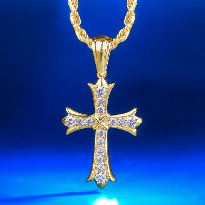 Iced Cross Iris Necklace in 14K Gold - Markus Dayan