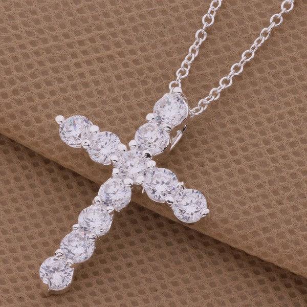 Iced Cross Pendant Necklace in White Gold - Markus Dayan