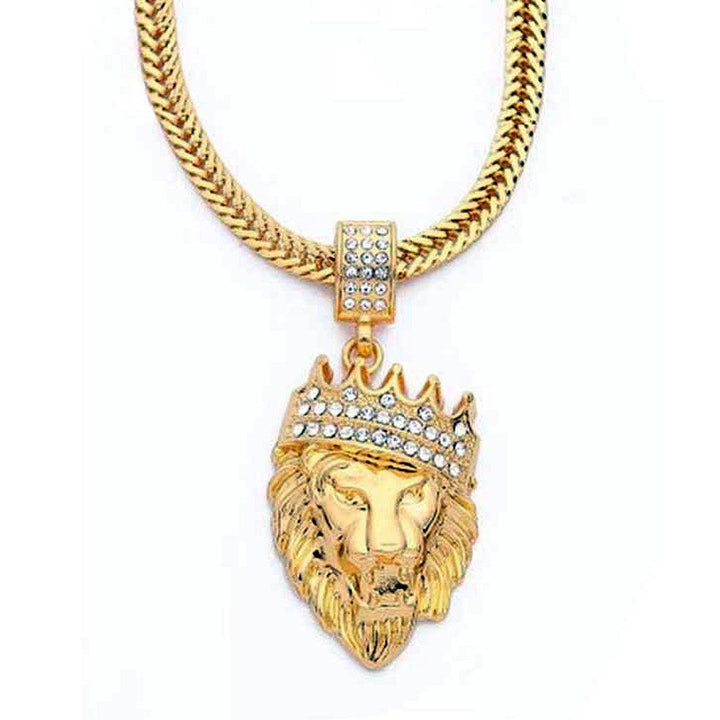 Iced Crown Lion Pendant 14K Gold Plated - Markus Dayan