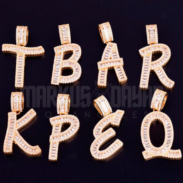 Iced Custom Baguette Letters 18K Gold Plated - Markus Dayan