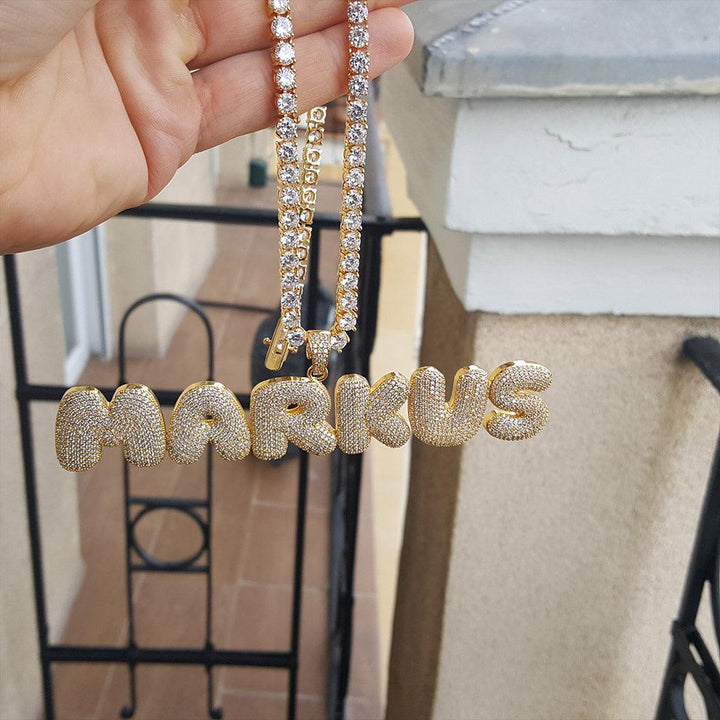 Iced Custom Bubble Letters 14K Gold Plated - Markus Dayan