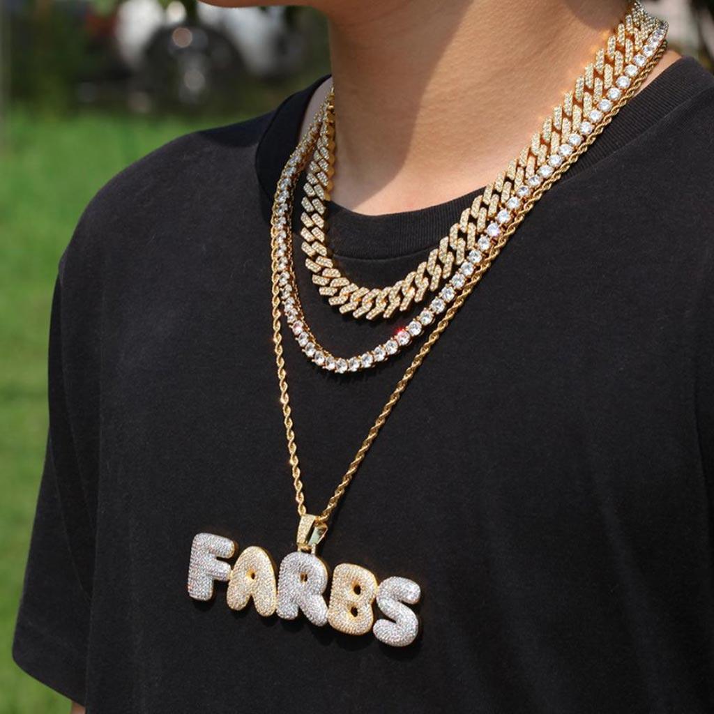 Iced Custom Bubble Letters 14K Gold Plated - Markus Dayan
