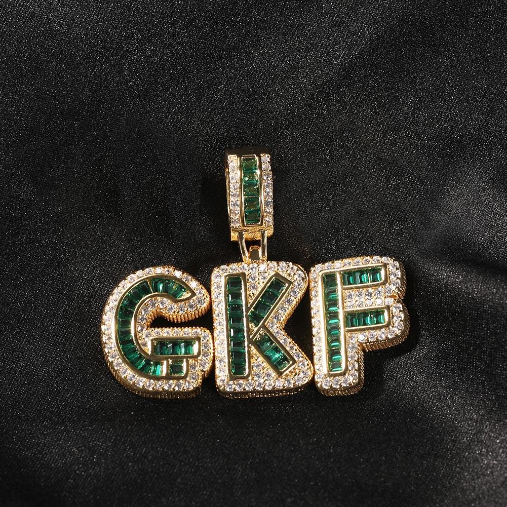 Iced Custom Green Baguette Letters 18K Gold Plated - Markus Dayan