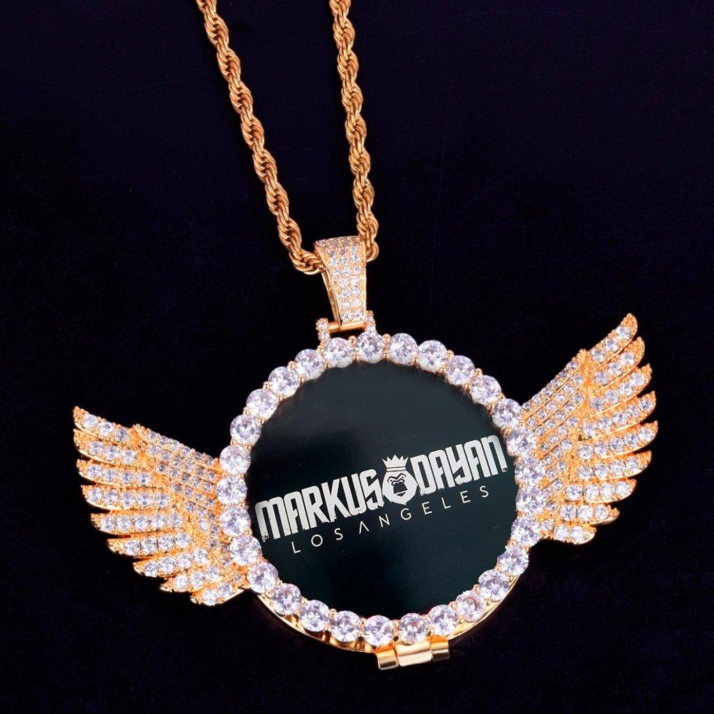 Iced Custom Photo Wings Medallion 14K Gold Plated - Markus Dayan
