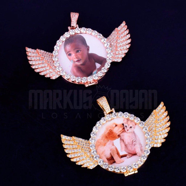 Iced Custom Photo Wings Medallion 14K Gold Plated - Markus Dayan