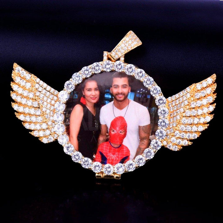 Iced Custom Photo Wings Medallion 14K Gold Plated - Markus Dayan