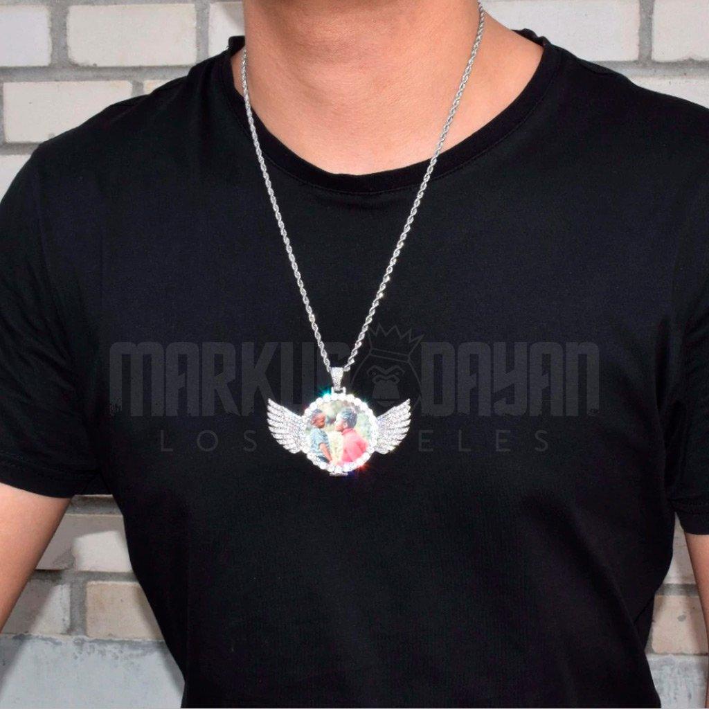 Iced Custom Photo Wings Medallion 14K Gold Plated - Markus Dayan