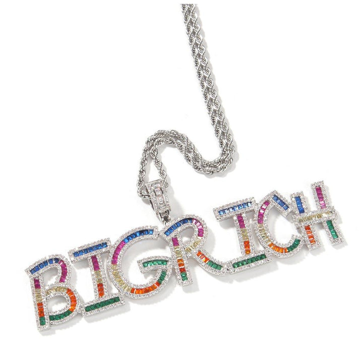 Iced Custom Rainbow Letters Baguette Name Hip Hop Necklace - Markus Dayan