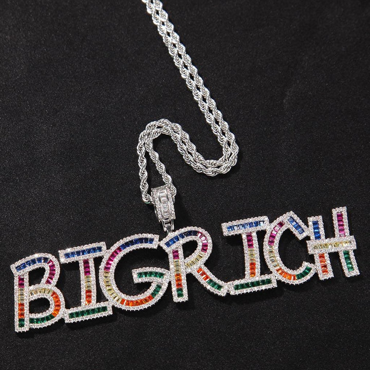 Iced Custom Rainbow Letters Baguette Name Hip Hop Necklace - Markus Dayan