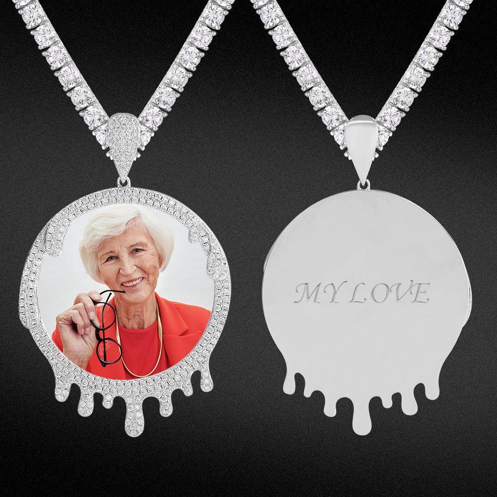 Iced Custom Round Drip Picture Necklace Photo Pendant - Markus Dayan