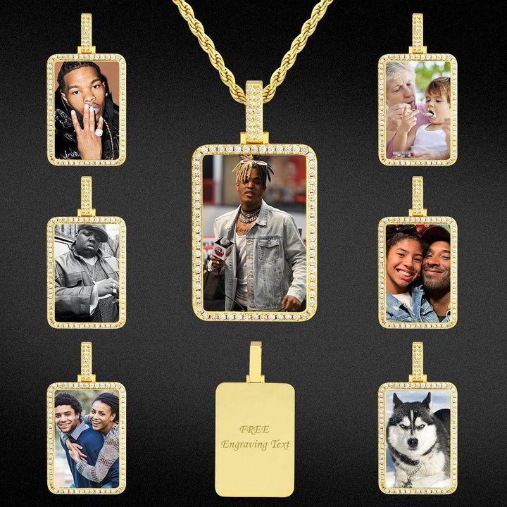 Iced Custom Square Photo Necklace Picture Pendant - Markus Dayan