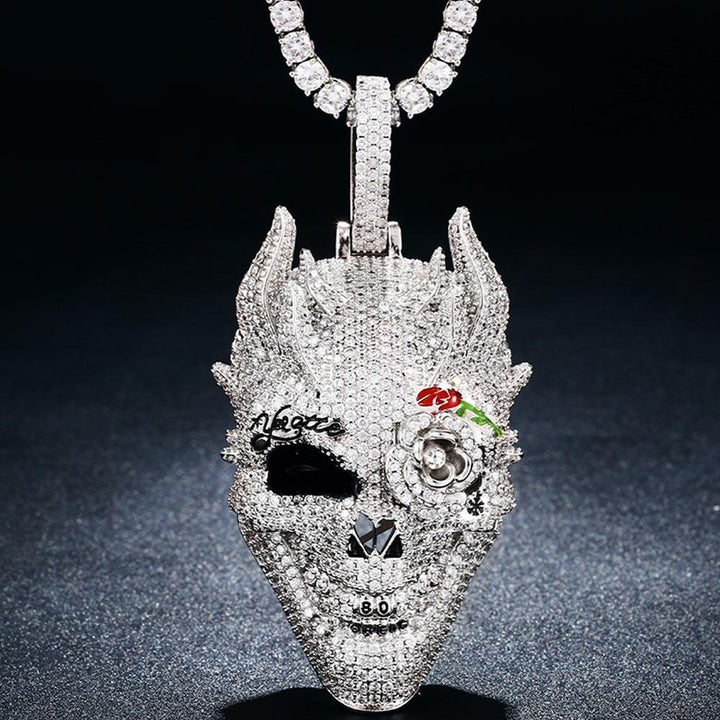 Iced CZ Skull Head Necklace 14k Gold - Markus Dayan