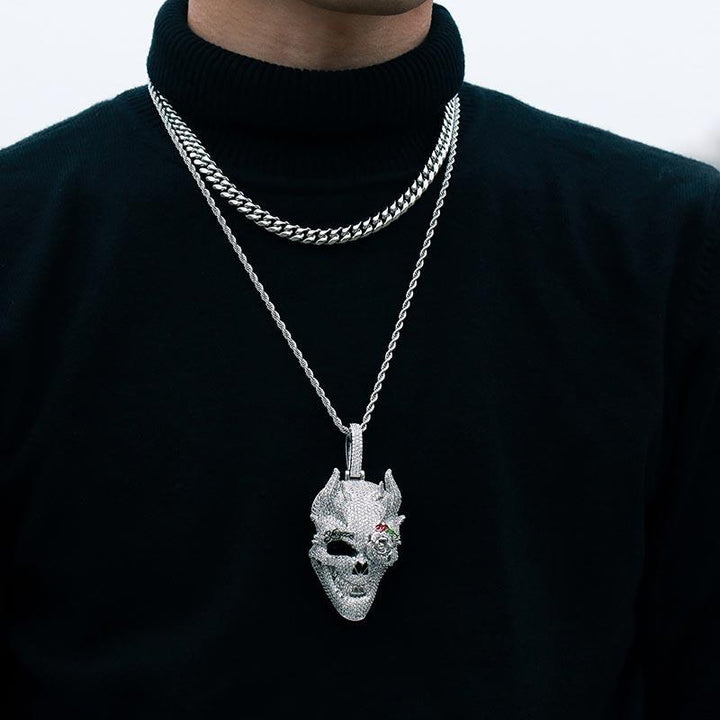 Iced CZ Skull Head Necklace 14k Gold - Markus Dayan