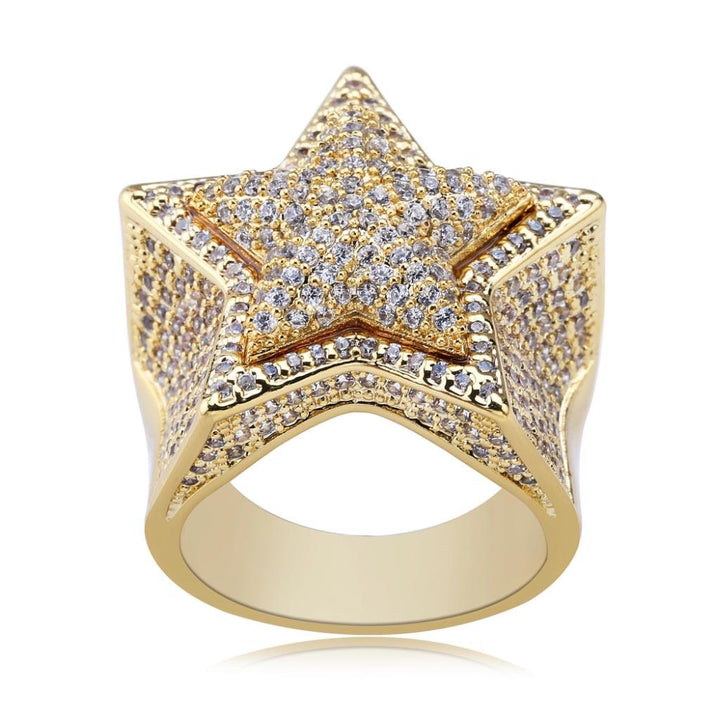 Iced CZ Star Ring Bling Solid Five - Markus Dayan