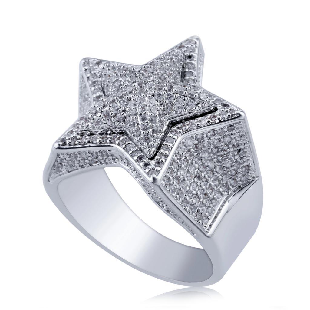 Iced CZ Star Ring Bling Solid Five - Markus Dayan