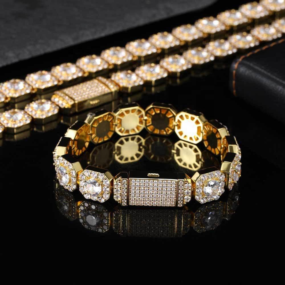 Iced Diamond Clustered Bundle Chain & Bracelet 18K Gold - Markus Dayan